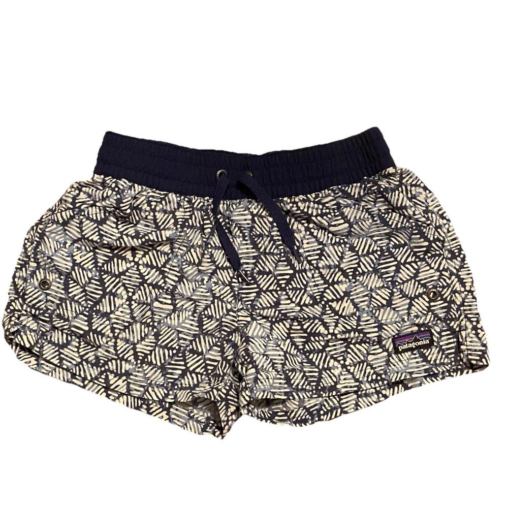 PATAGONIA Girls Batik Navy 3" COSTA RICA BAGGIES Swim‎ shorts Unlined Size M